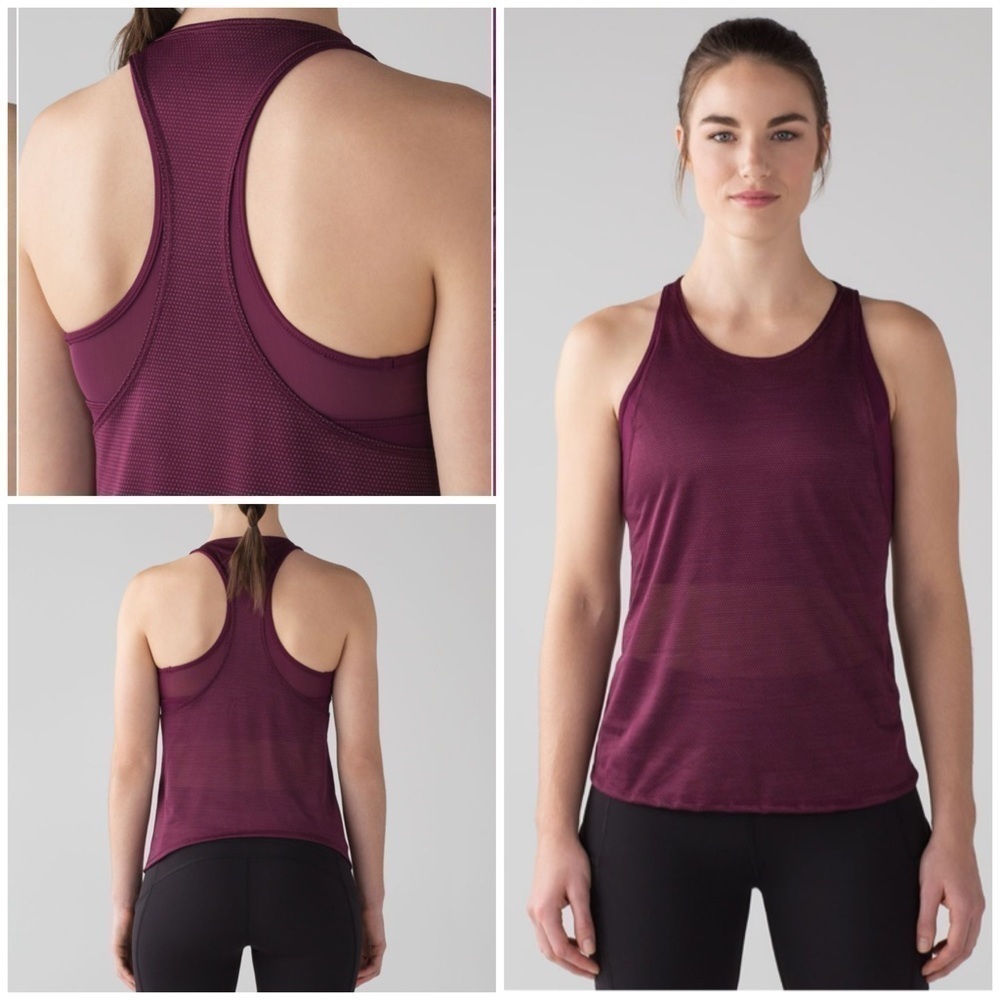 Lululemon Pushing Limits Tank Top Marvel Purple Built In Sports Bra Sz 8